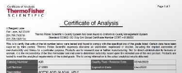 Recherche de certificat d’analyse